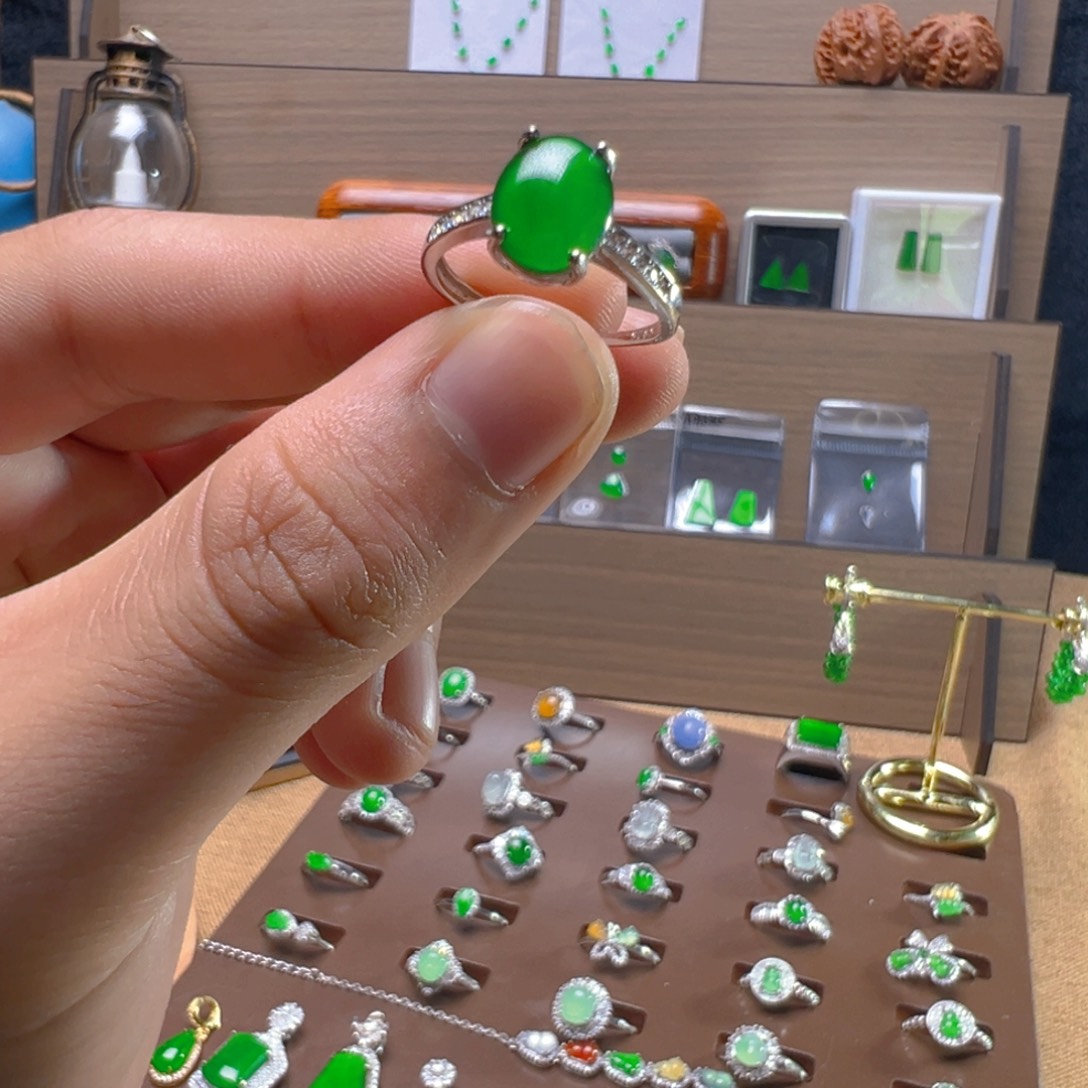 翡翠银S925镶嵌戒指