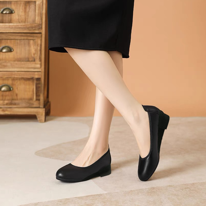 6372软底久站不累脚工作鞋女坡跟工装正装职业软皮软底舒适女鞋