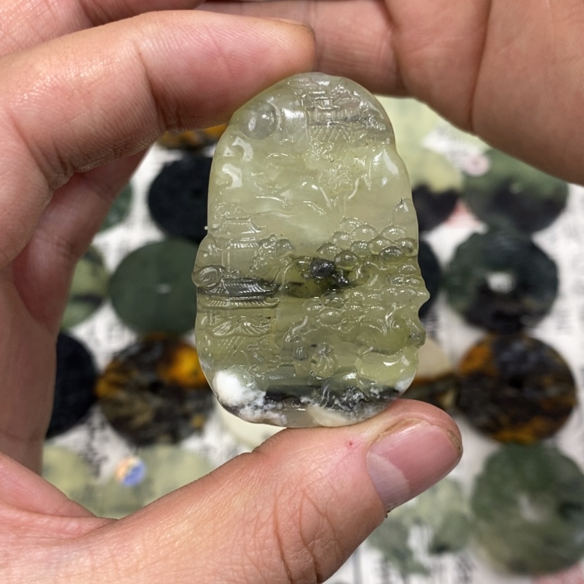 【闪购商品】岫玉颈饰未镶嵌岫玉山水牌吊坠