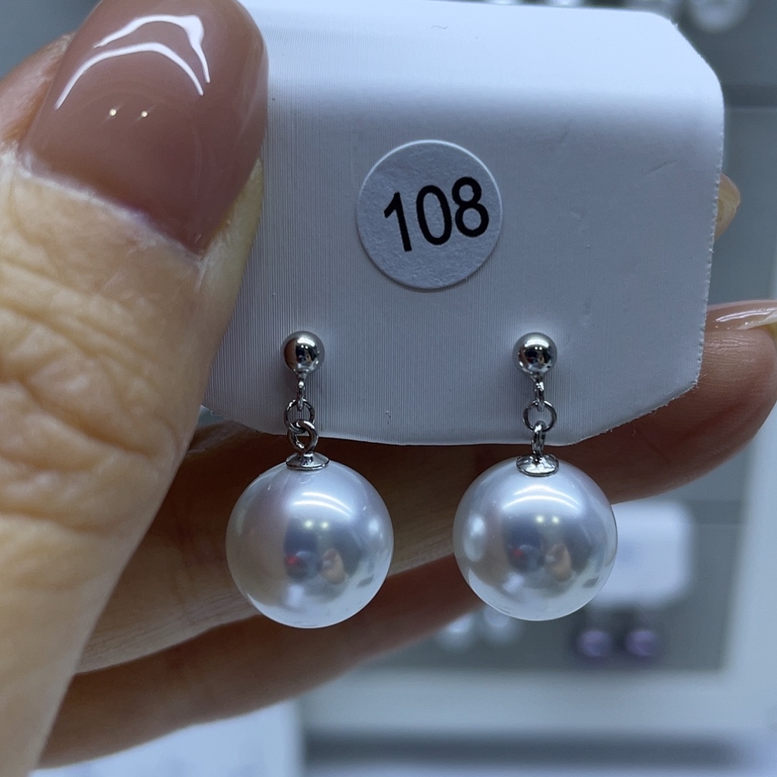 银S925镶嵌耳饰淡水珍珠