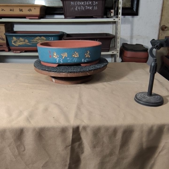 花盆紫砂宝蓝色的小号腰