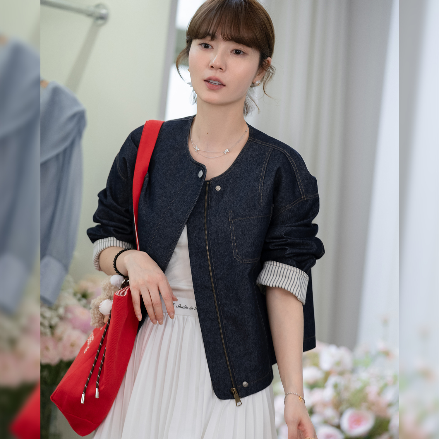 【现货】【牛仔集市】FS504W005袖口拼接条纹牛仔外套