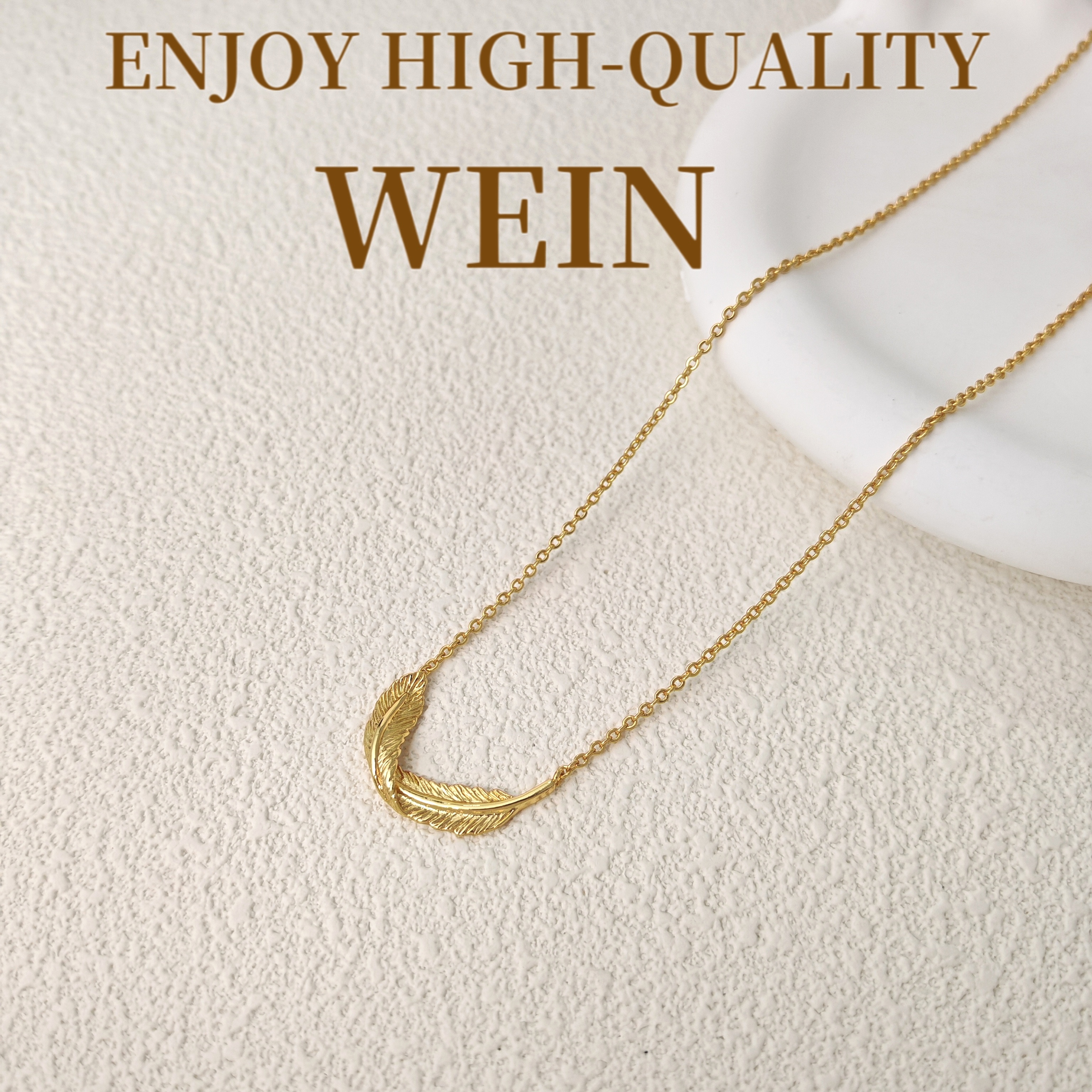 WEIN 铜合金项链 「金色羽毛」精致优雅轻奢气质时尚百搭简约素款