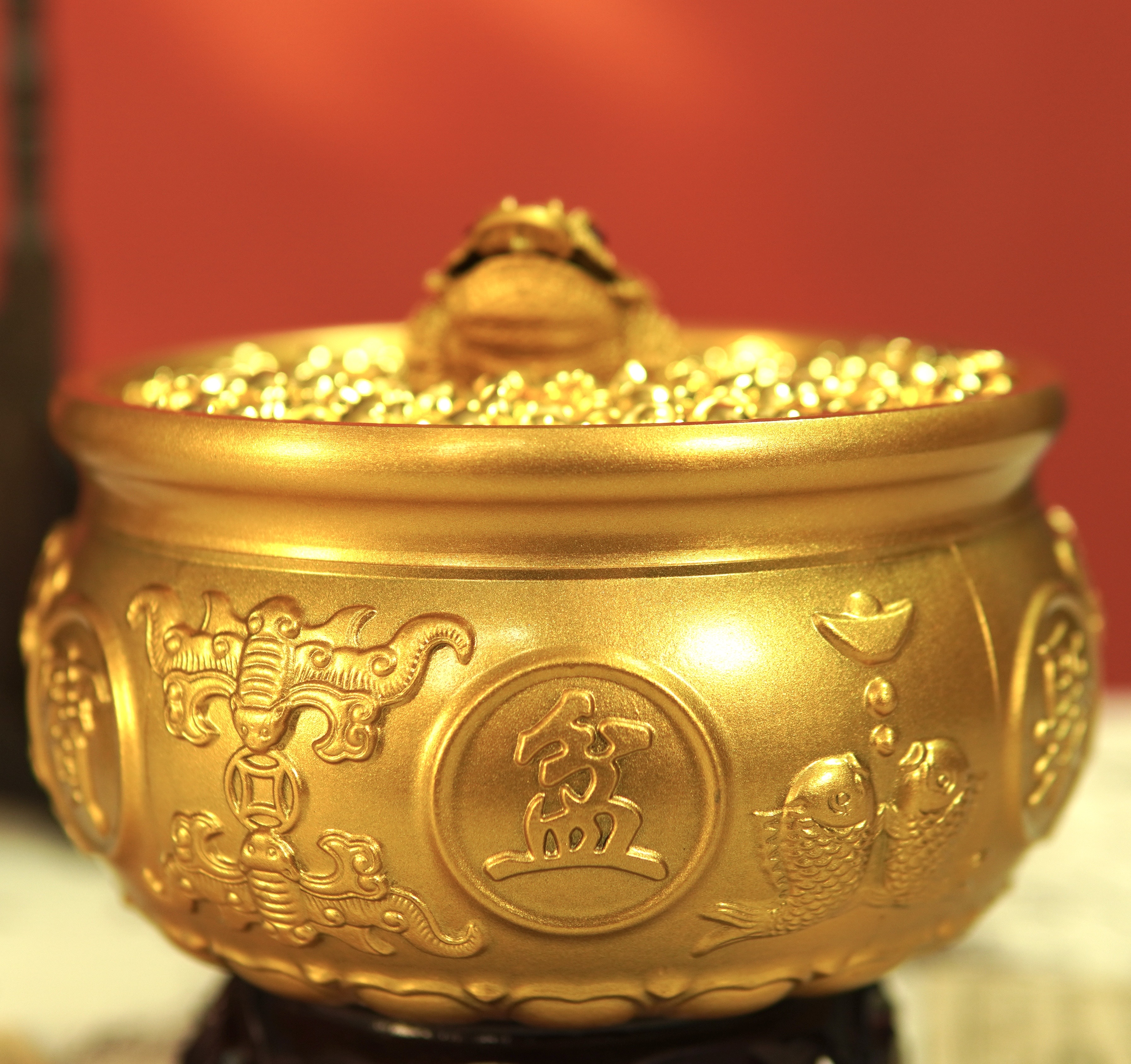 大号全套-黄铜聚宝盆【张老师】家居客厅店铺装饰摆件—A