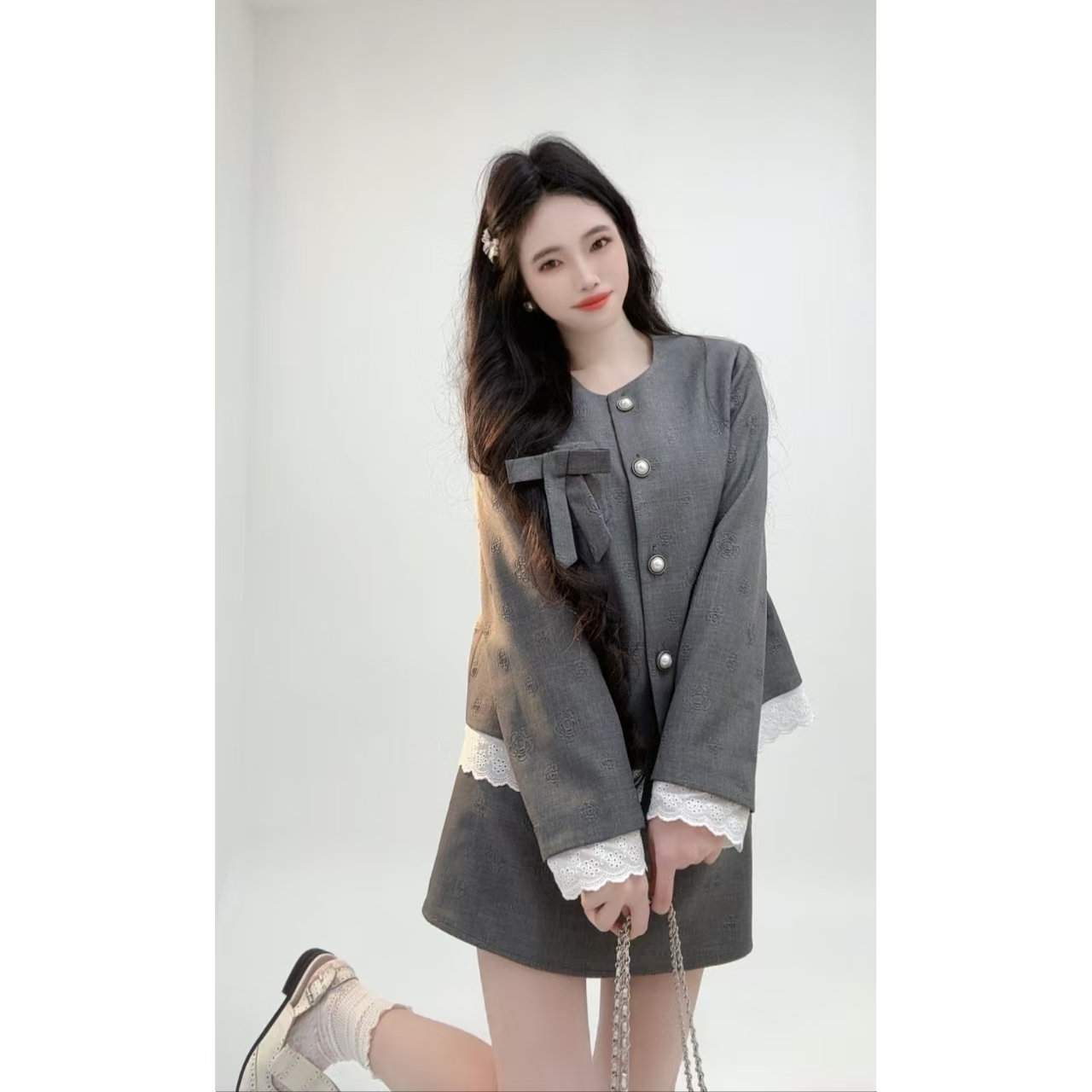 WY【玫瑰物语套装】原创设计师女装法式复古日常可穿气质时尚休闲