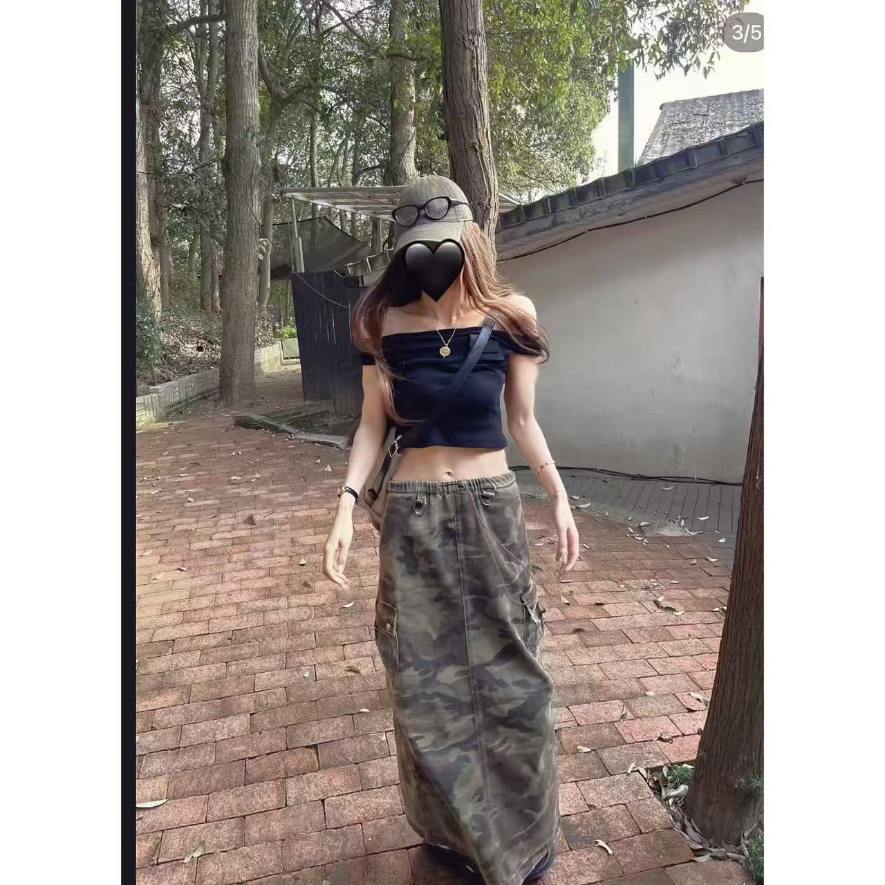 徐秋阳 迷彩工装裙  夏季新款百搭时尚休闲显瘦牛仔半裙MC0080