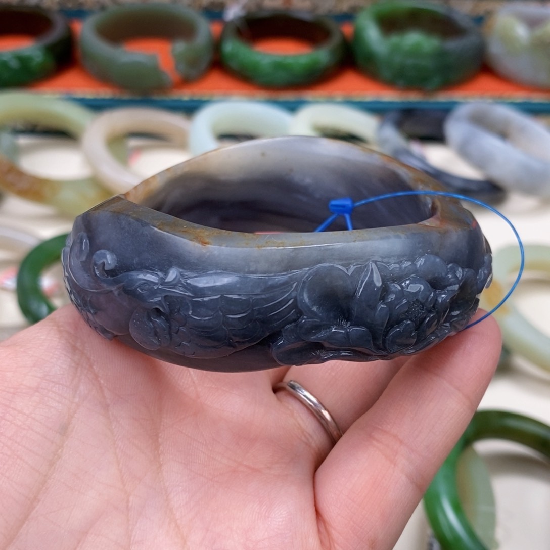 和田玉手镯59.4未镶嵌猫**饭