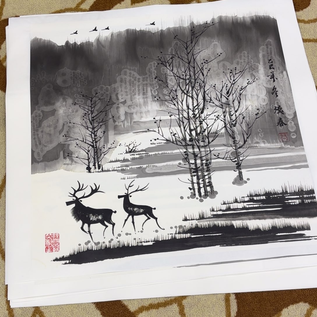 国画刘德春四尺斗方艺