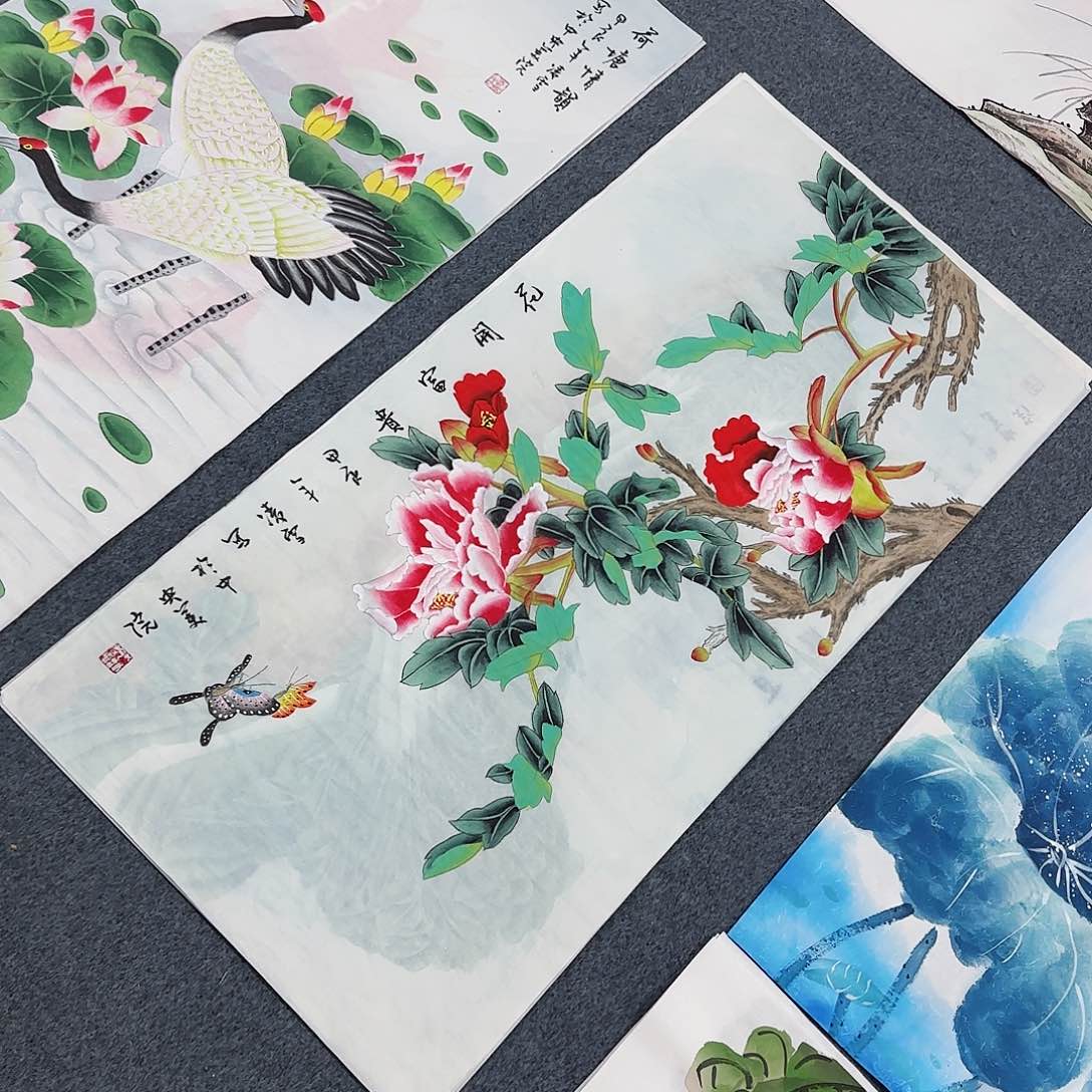 国画尺寸50X100手绘作品 