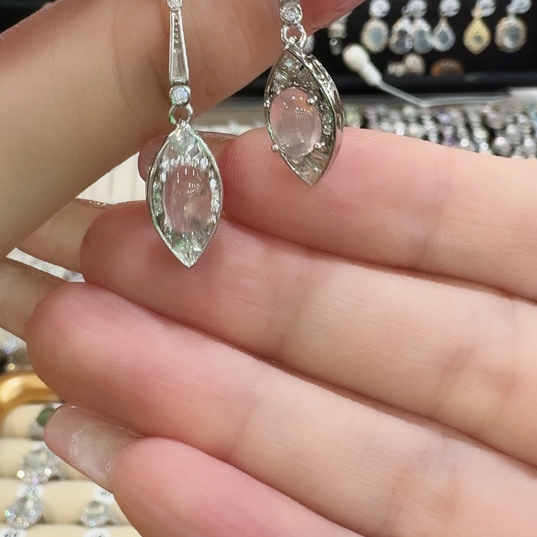 芙蓉石耳饰银S925镶嵌多*