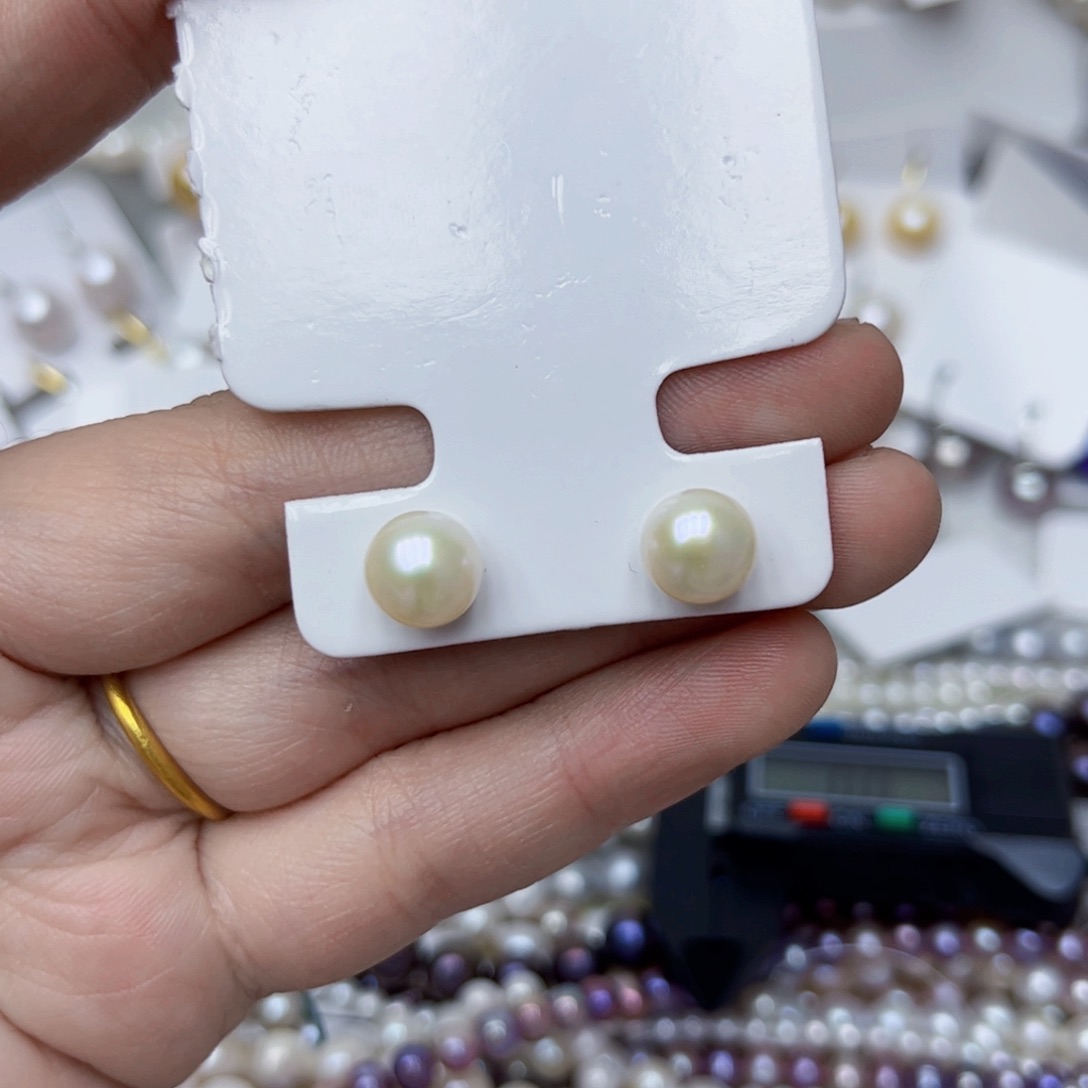 淡水珍珠耳饰银S925镶嵌
