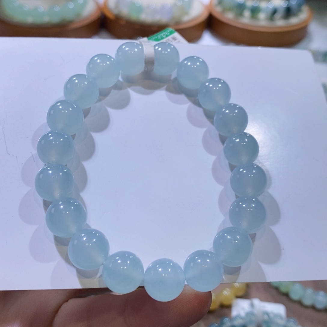 翡翠手链未镶嵌天空蓝手串卡10