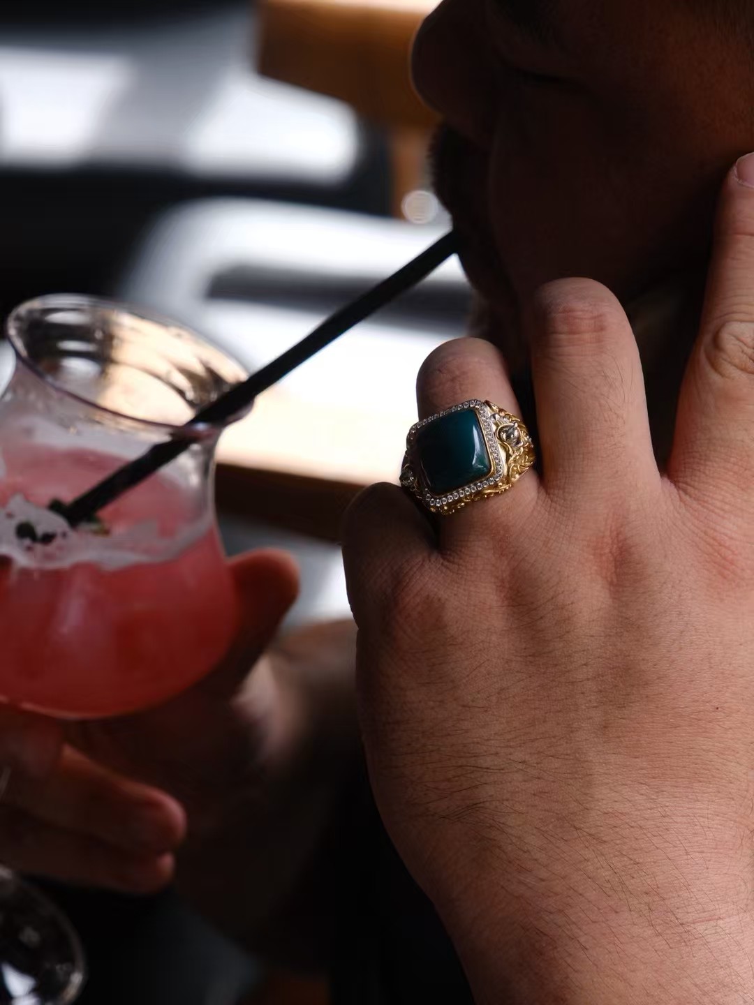 绿松石足金镶嵌戒指