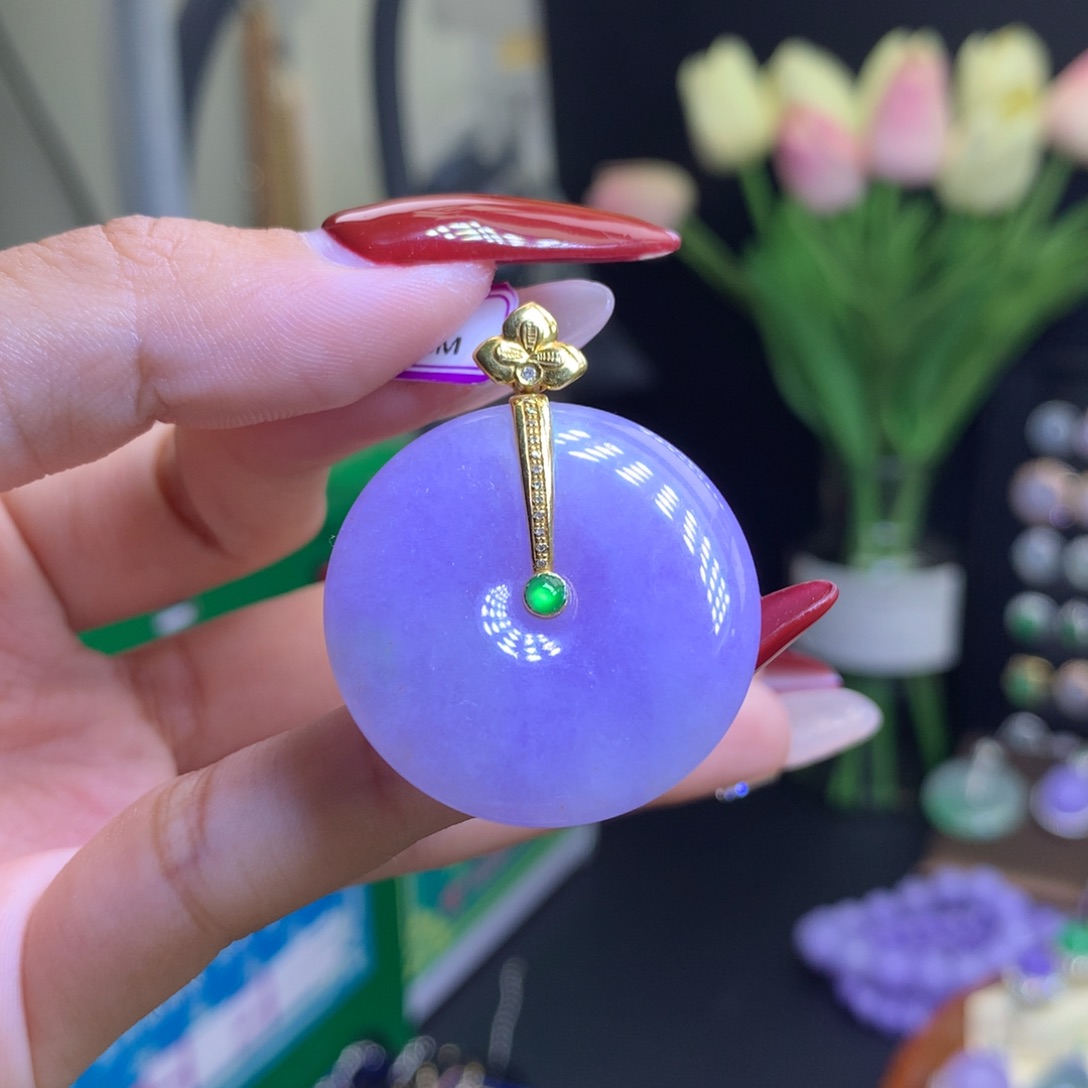 翡翠颈饰18K金镶嵌天然