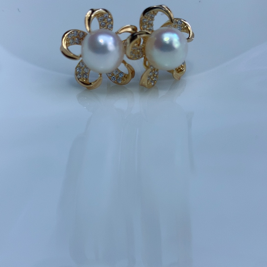 海水珍珠耳饰银S925镶嵌