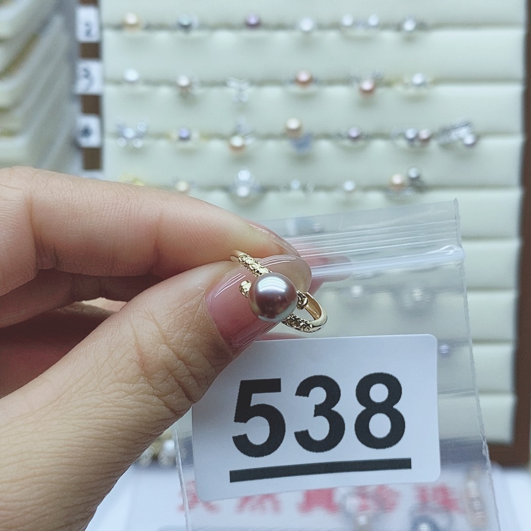 淡水珍珠戒指银S925镶嵌?**?538