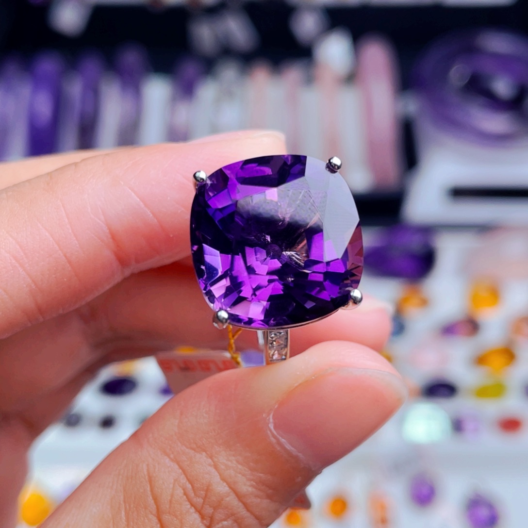 银S925镶嵌戒指紫晶天然保真