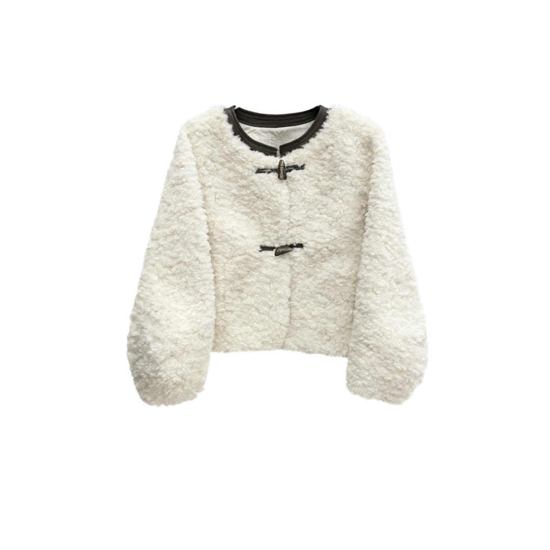 初晓2025年秋冬女短外套保暖休闲风纯色香草白 贡米 巧克力 25808