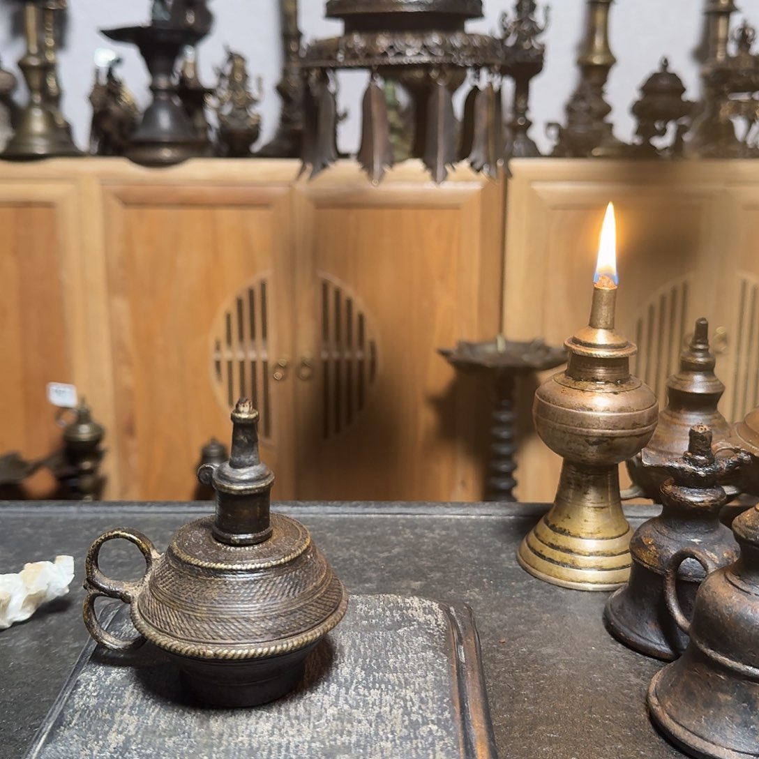 骑***奔铜尼泊尔老铜灯小灯