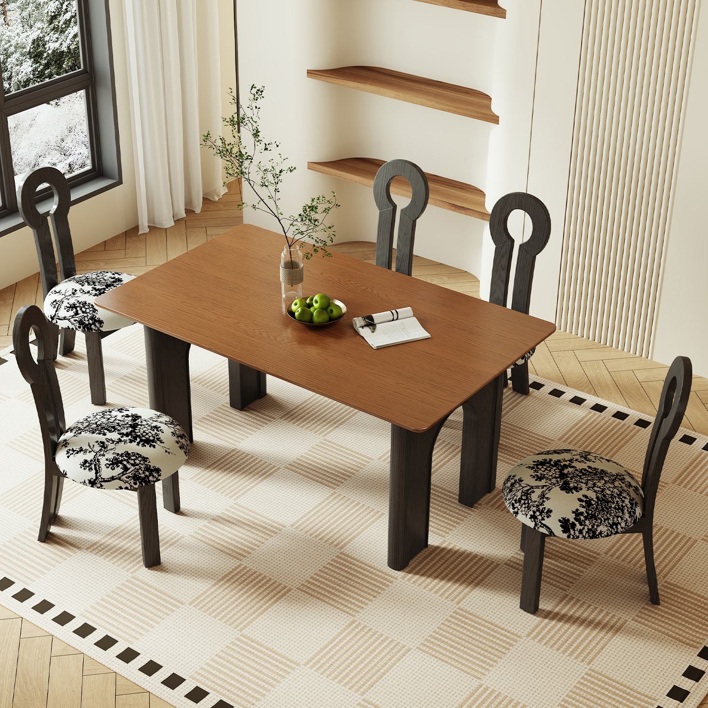 羊羊植入家  中古风全实木餐桌法式复古家用桌