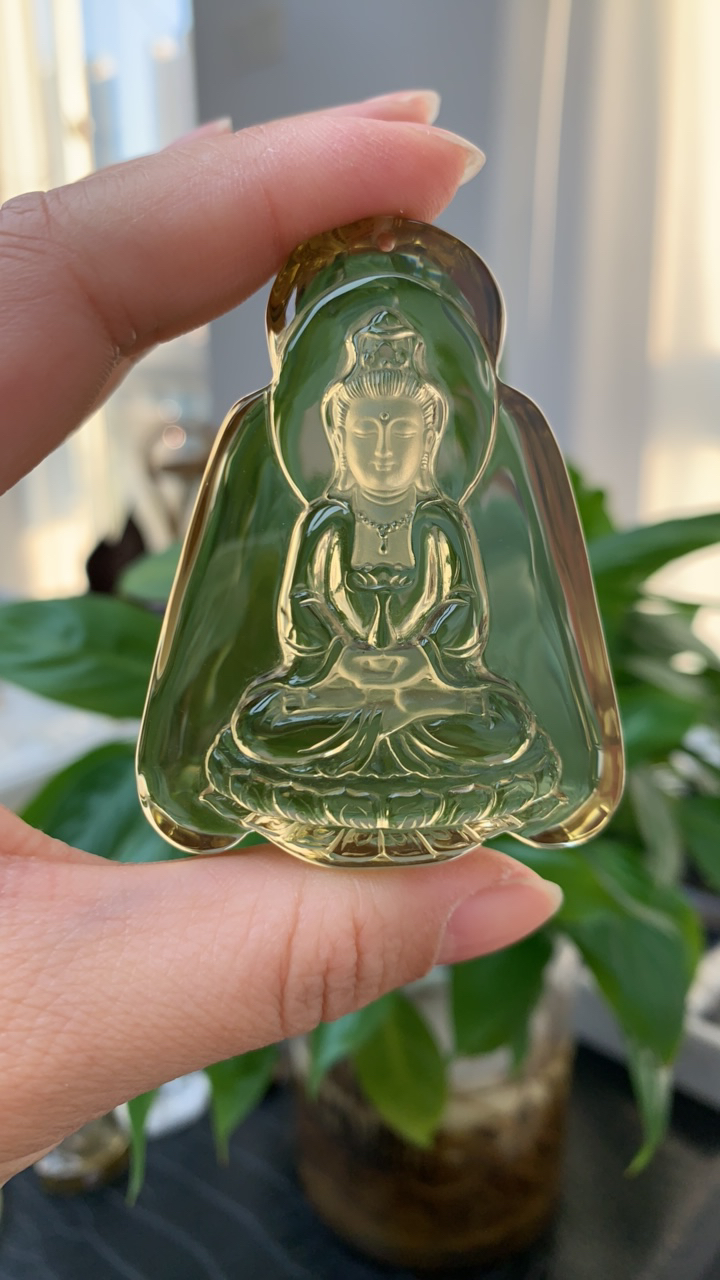 定制天然黄水晶宝瓶观音