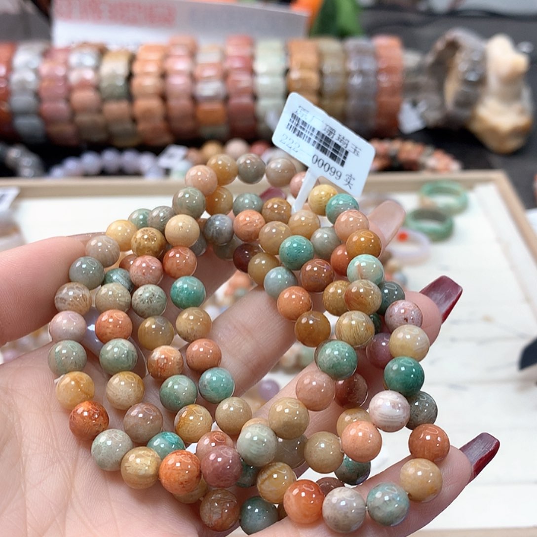 硅化珊瑚（珊瑚玉）手链未镶嵌兜****妈351