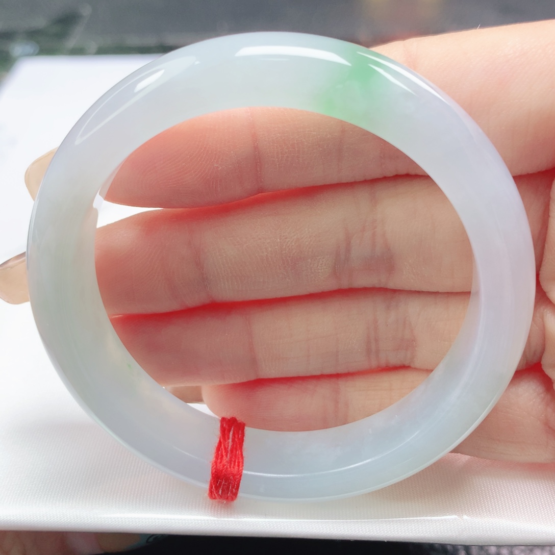 翡翠未镶嵌手镯翡翠52.9冰种白冰飘阳绿正圈