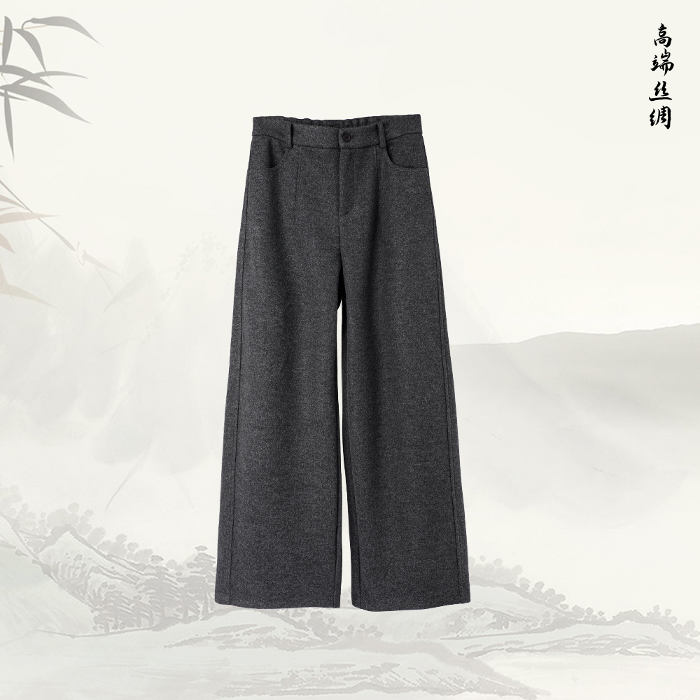 新款百搭宽松显瘦高腰配腰带厚款直筒裤54022