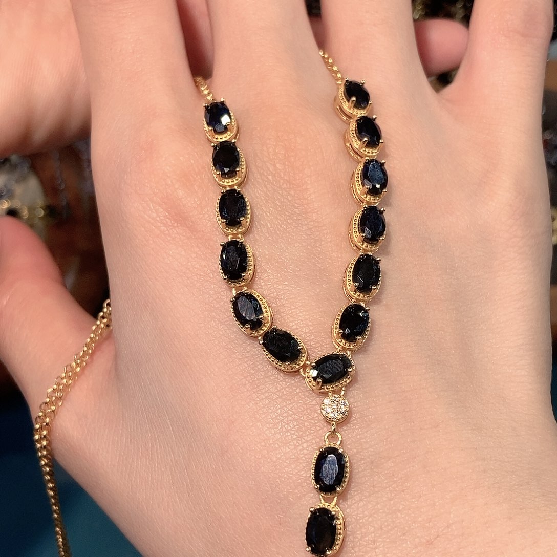 蓝宝石颈饰银S925镶嵌