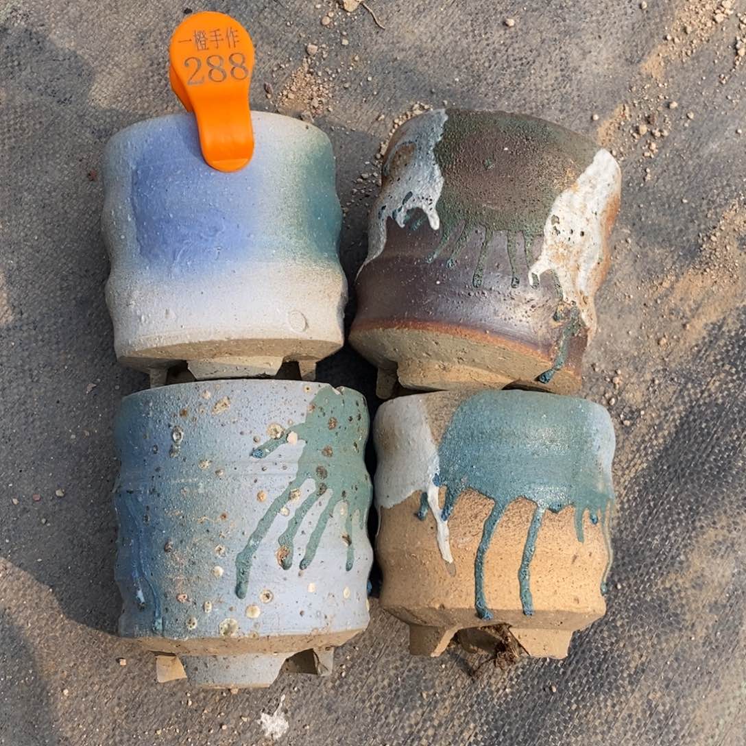 红陶288瑕疵二手盆四个一组口10