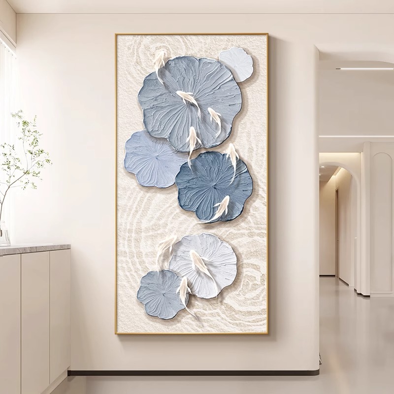 北欧J九鱼玄关装饰画清新简约走廊过道挂画竖版玄关