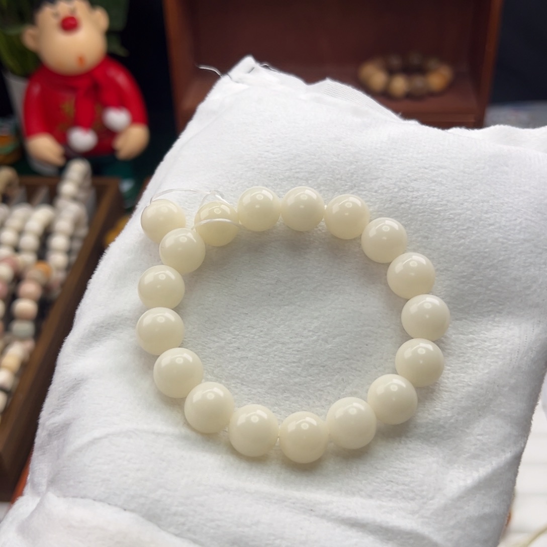 菩提根/象牙果手串卡13圆珠白玉菩提全品
