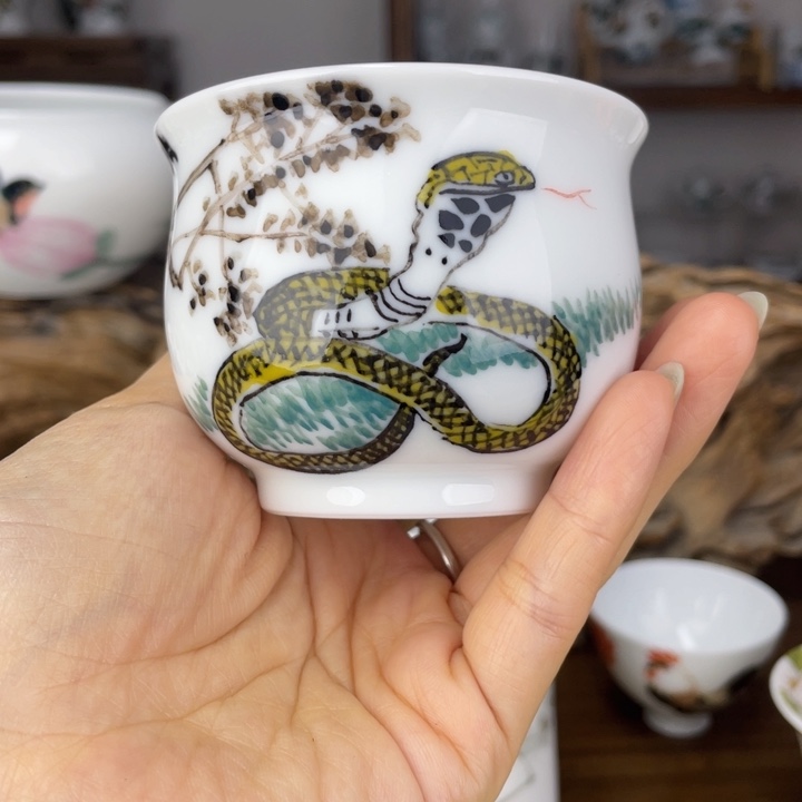 杯主人杯手绘釉下彩