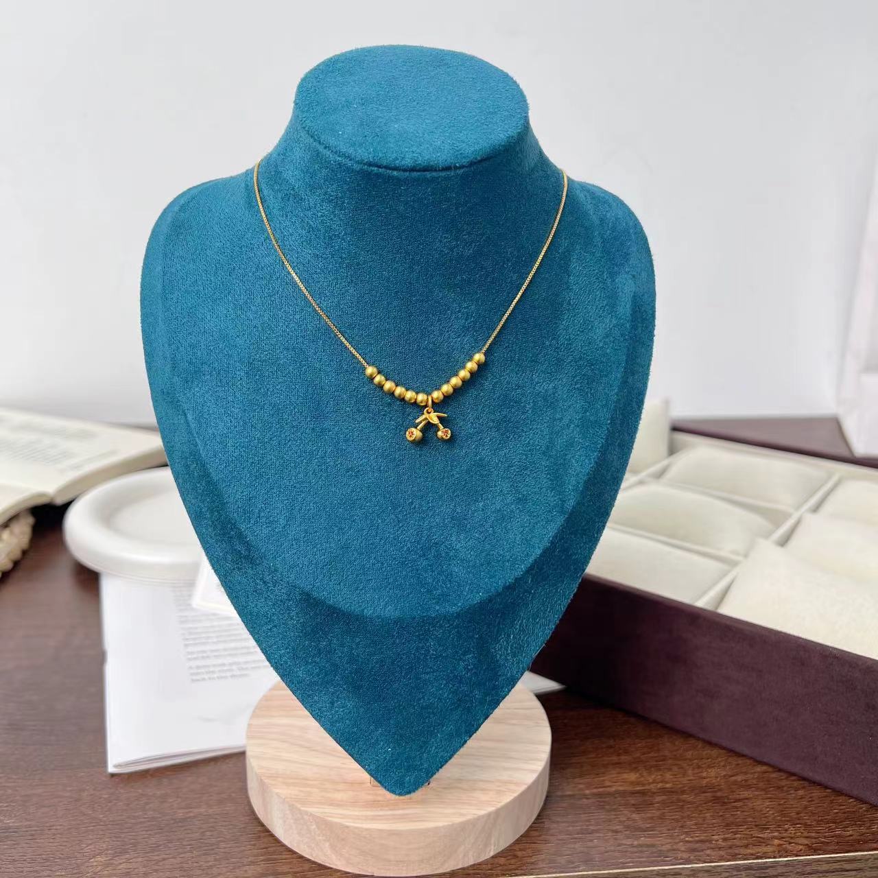 非金属玻璃项链 樱桃珠珠项链H3358