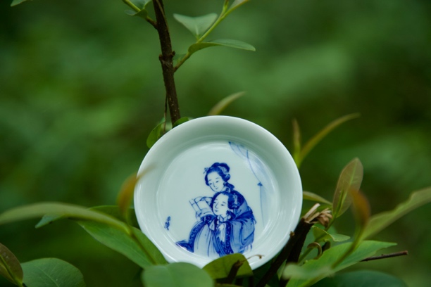 慢生小俊作品名画仕女图盖置把玩收藏器艺术瓷收藏纯手工陶瓷中式