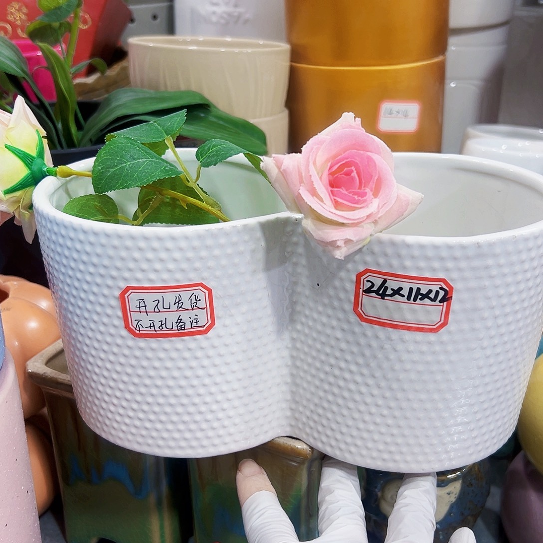 有孔，外贸尾单陶瓷花盆凑单10米包邮