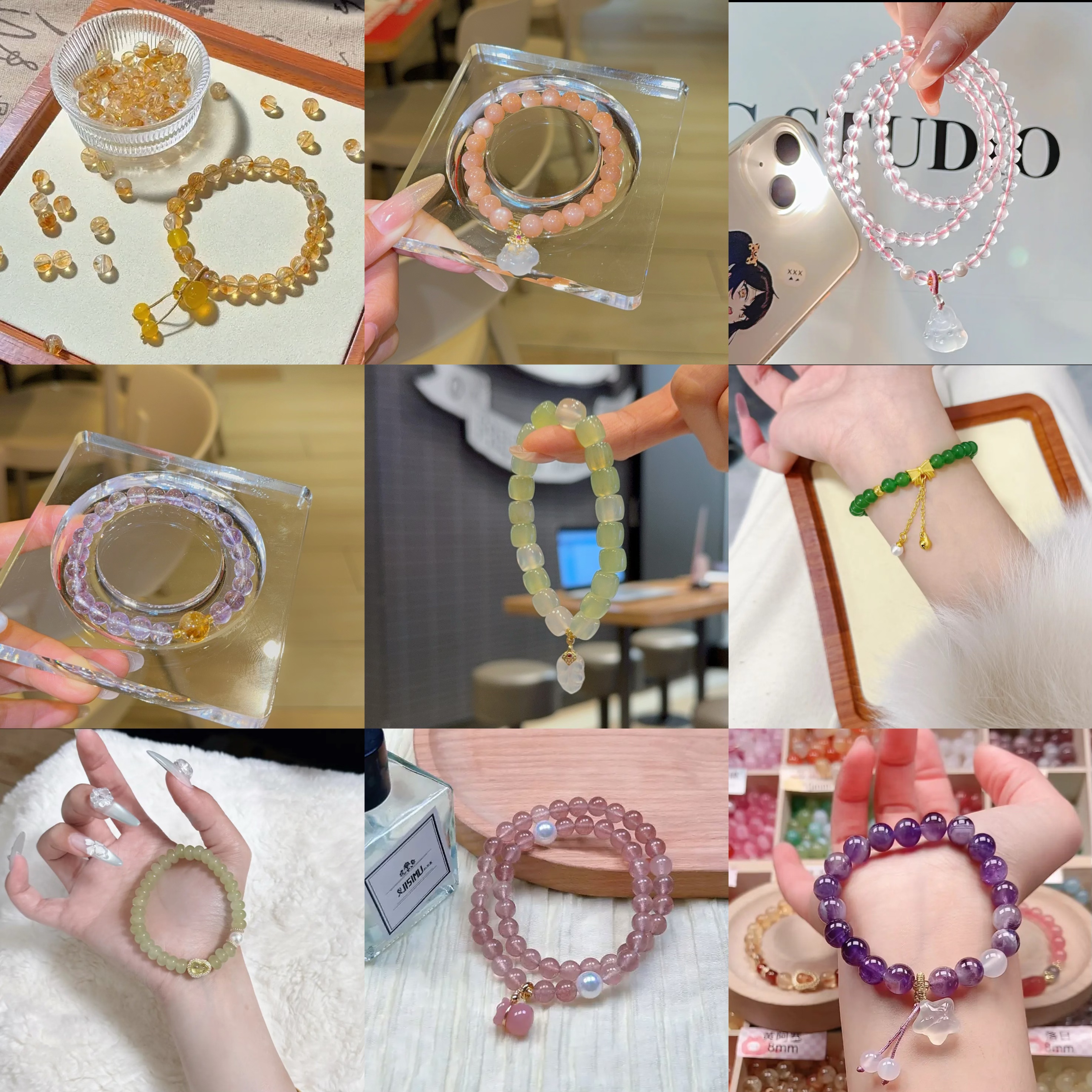 天然水晶玛瑙玉石手串DIY散石手串多样性发一