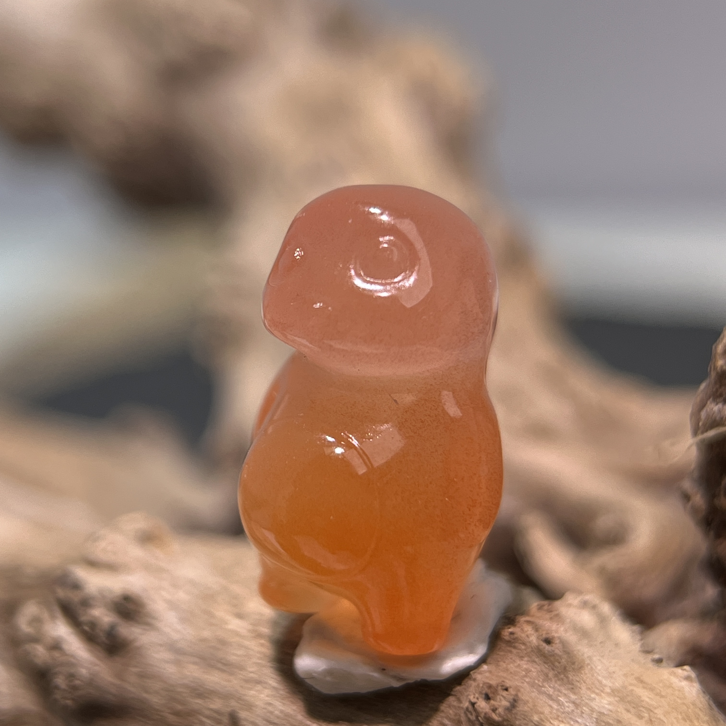 GG04501原矿联合樱桃红雕刻“小奶龙”南红吊坠16.7*10.8mm