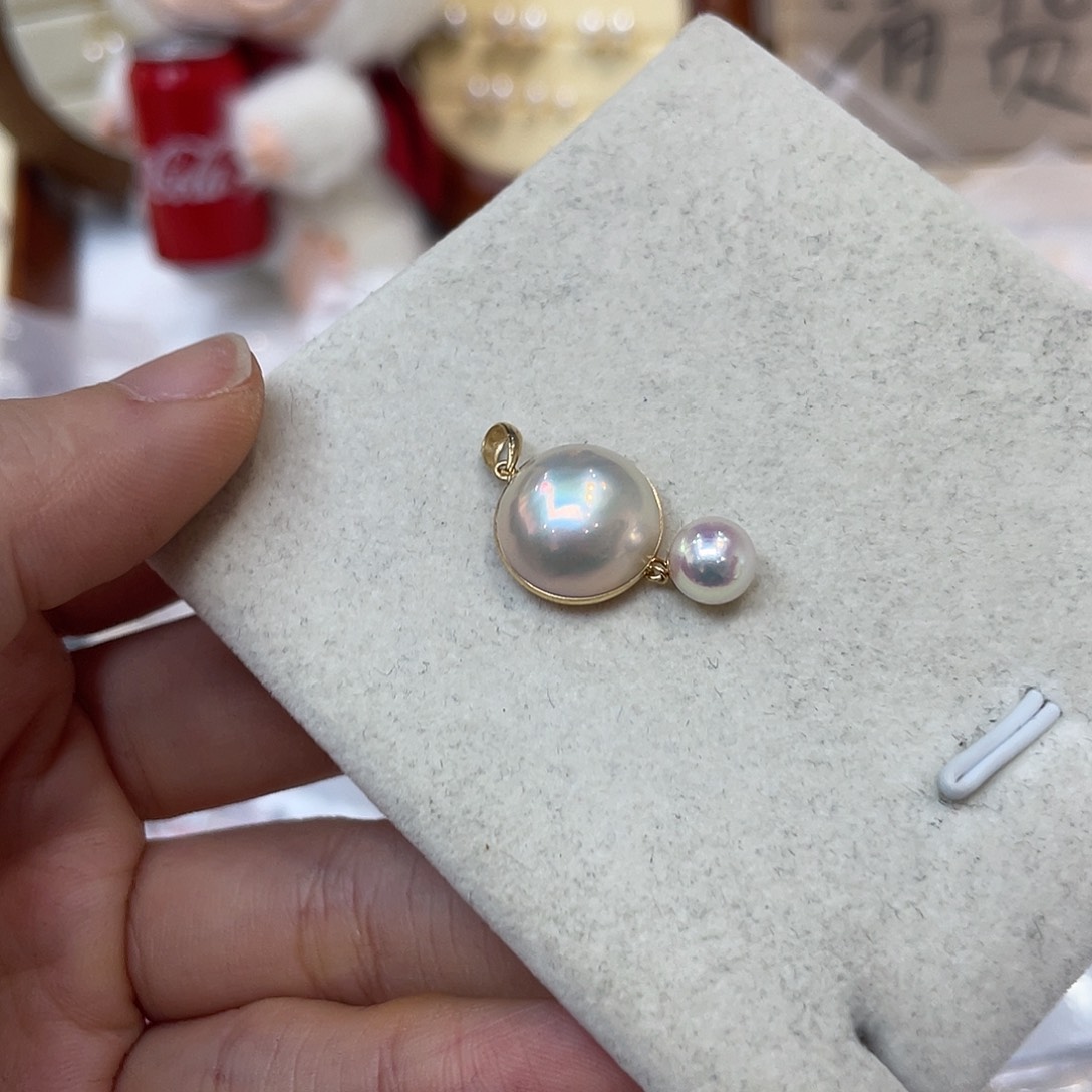 银S925镶嵌吊坠(不含链)拼合珍珠（马贝珠）