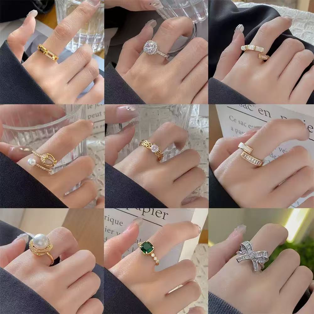 铜合金锆石戒指 （精致版）铝合金锆石戒指 时尚百搭款 戒指碰碰乐
