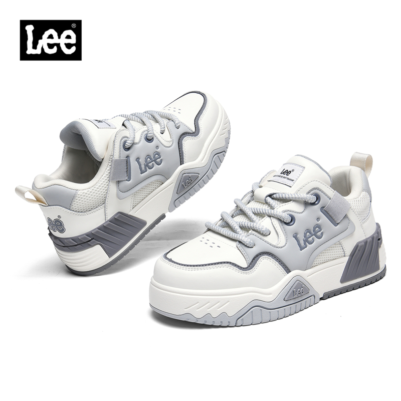 Lee鞋子男2025新款春夏透气真皮小白鞋男款潮流厚底增高休闲板鞋