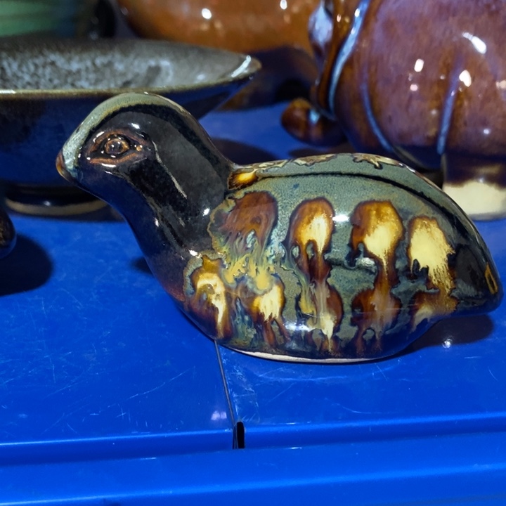 瓷片七厂窑变鹌鹑摆件