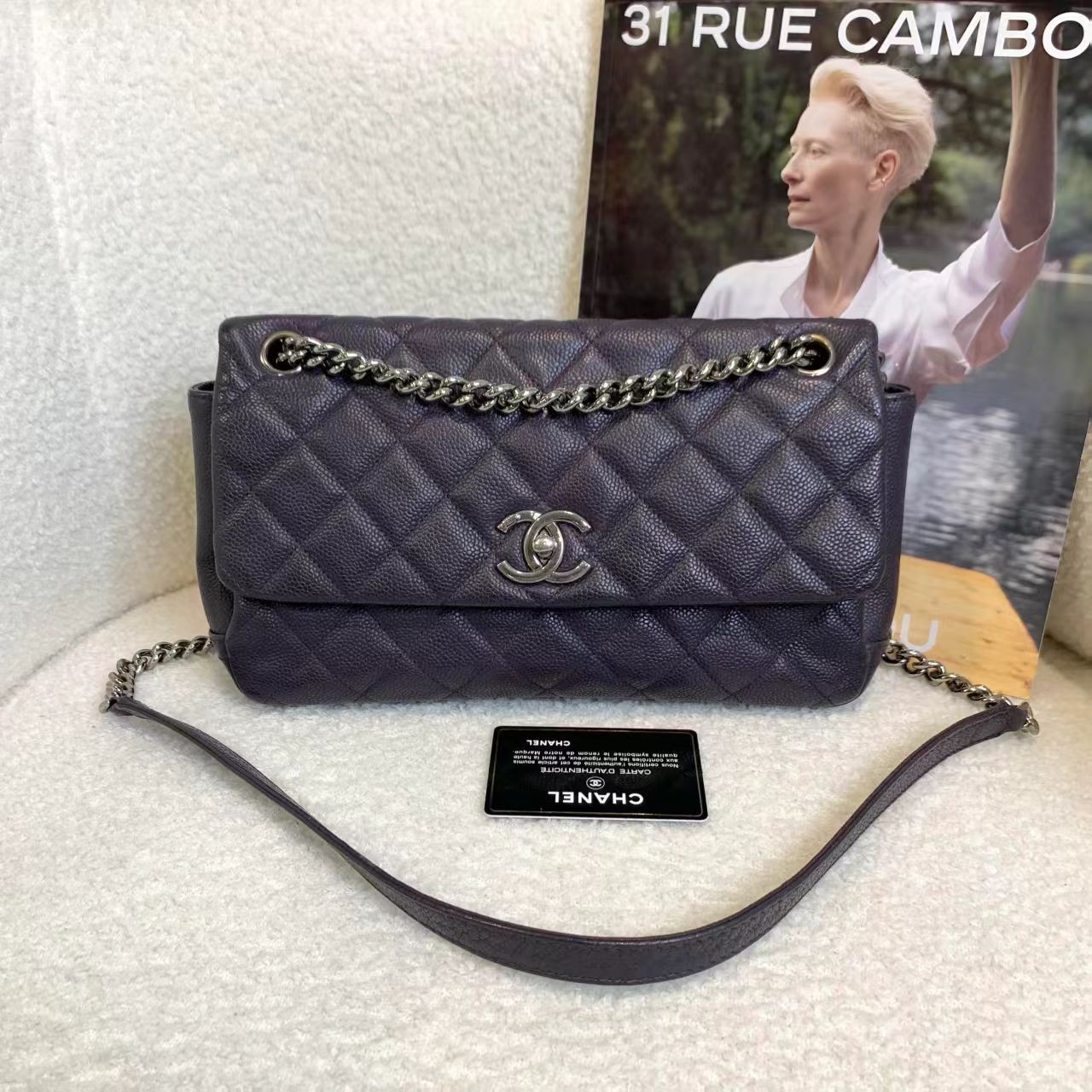 99新 Chanel/香奈儿 壹臻紫色荔枝牛cf季节款 89901424