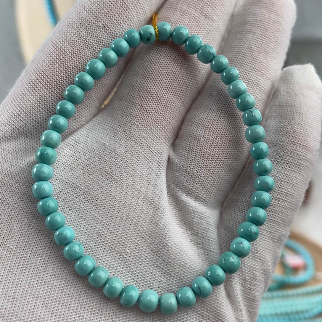 绿松石手链未镶嵌高瓷单圈卡4.5