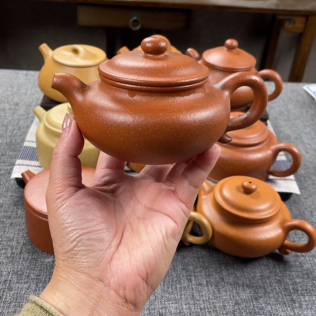 紫砂茶壶红降坡仿古全手30目200