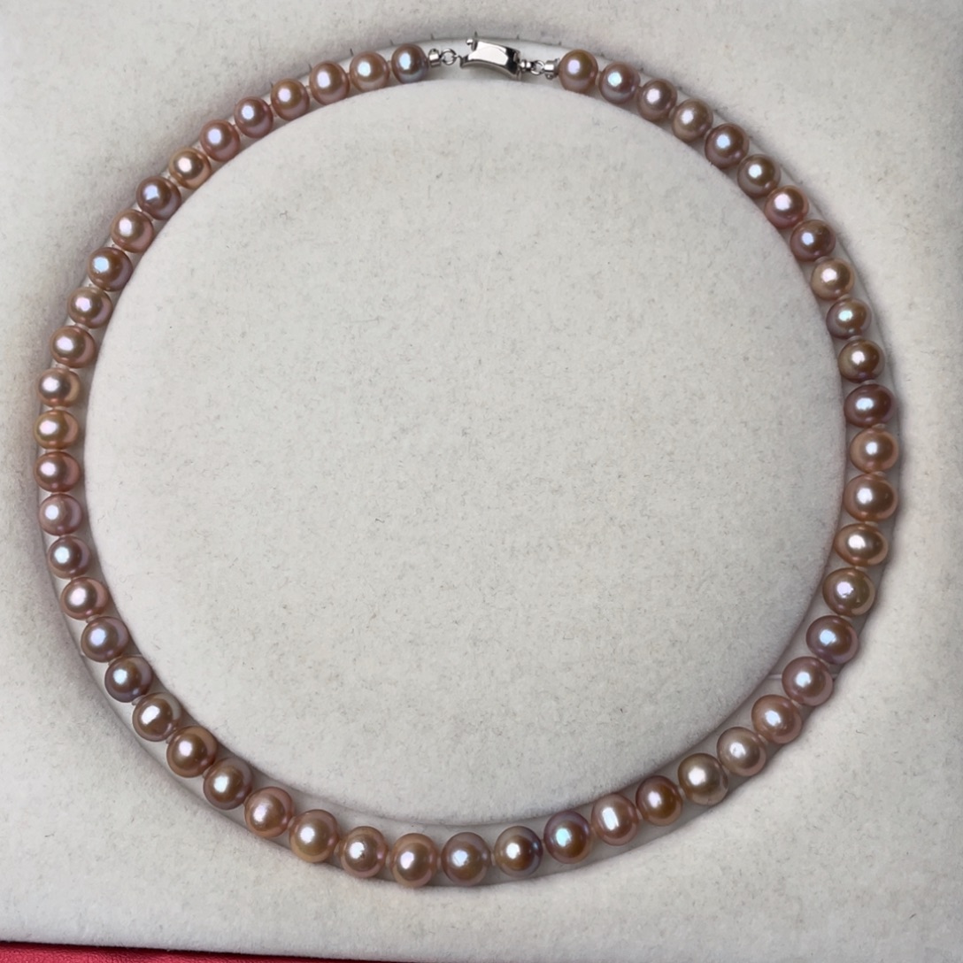 淡水珍珠颈饰银S925镶嵌8-9mm