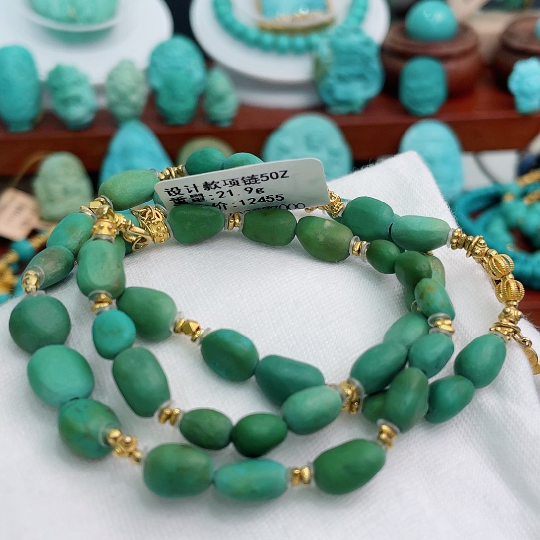 绿松石18K金镶嵌珠宝半成品