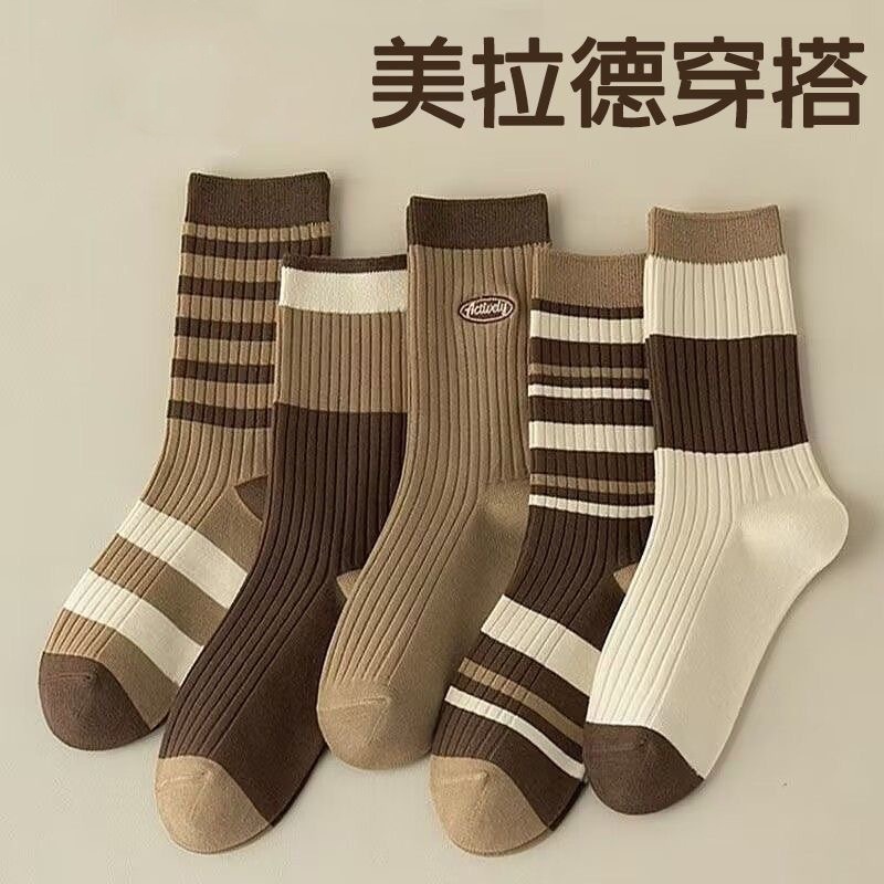 美拉德袜子堆堆袜ins潮袜秋冬中筒袜子 女学生百搭袜子无痕JX