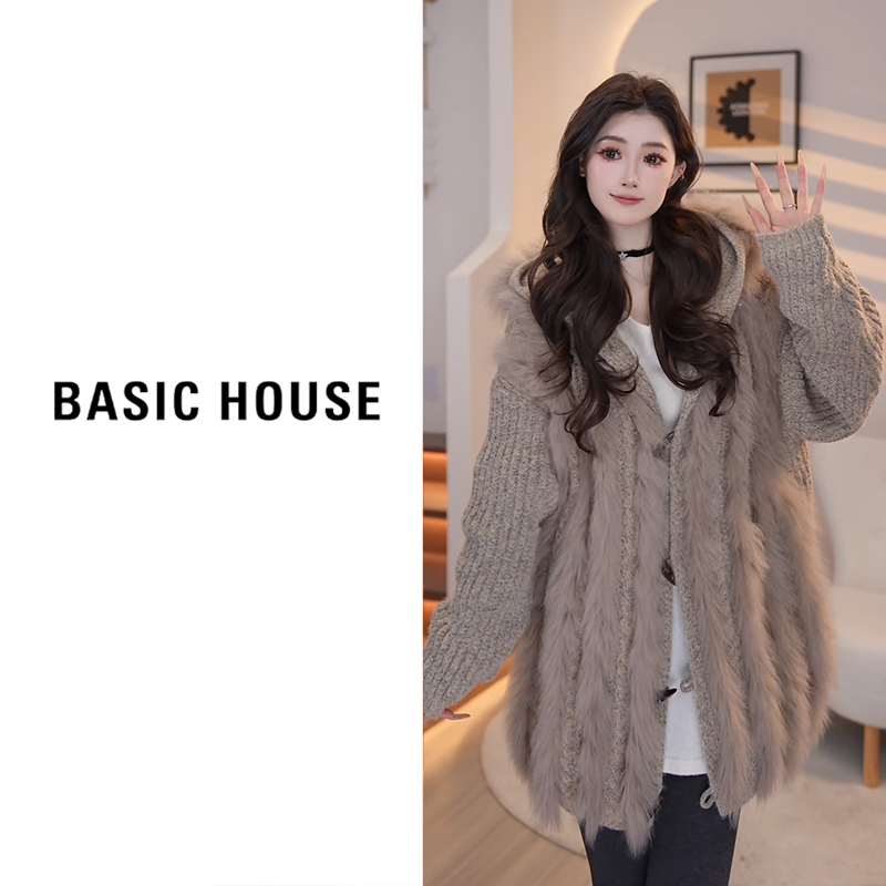 Basic House/百家好2025新款开衫毛衣外套B1295B5T172（衣长76)