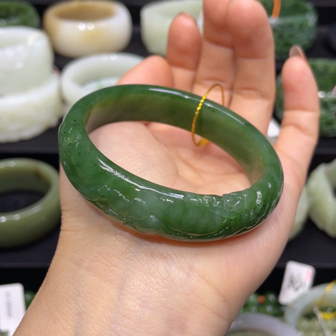 和田玉手镯52+圈口 编号54未镶嵌